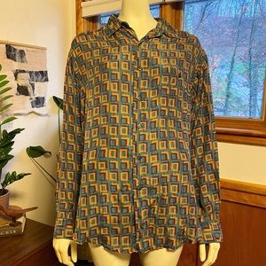 Vintage Creative Edge Silk Shirt Vaporwave Style